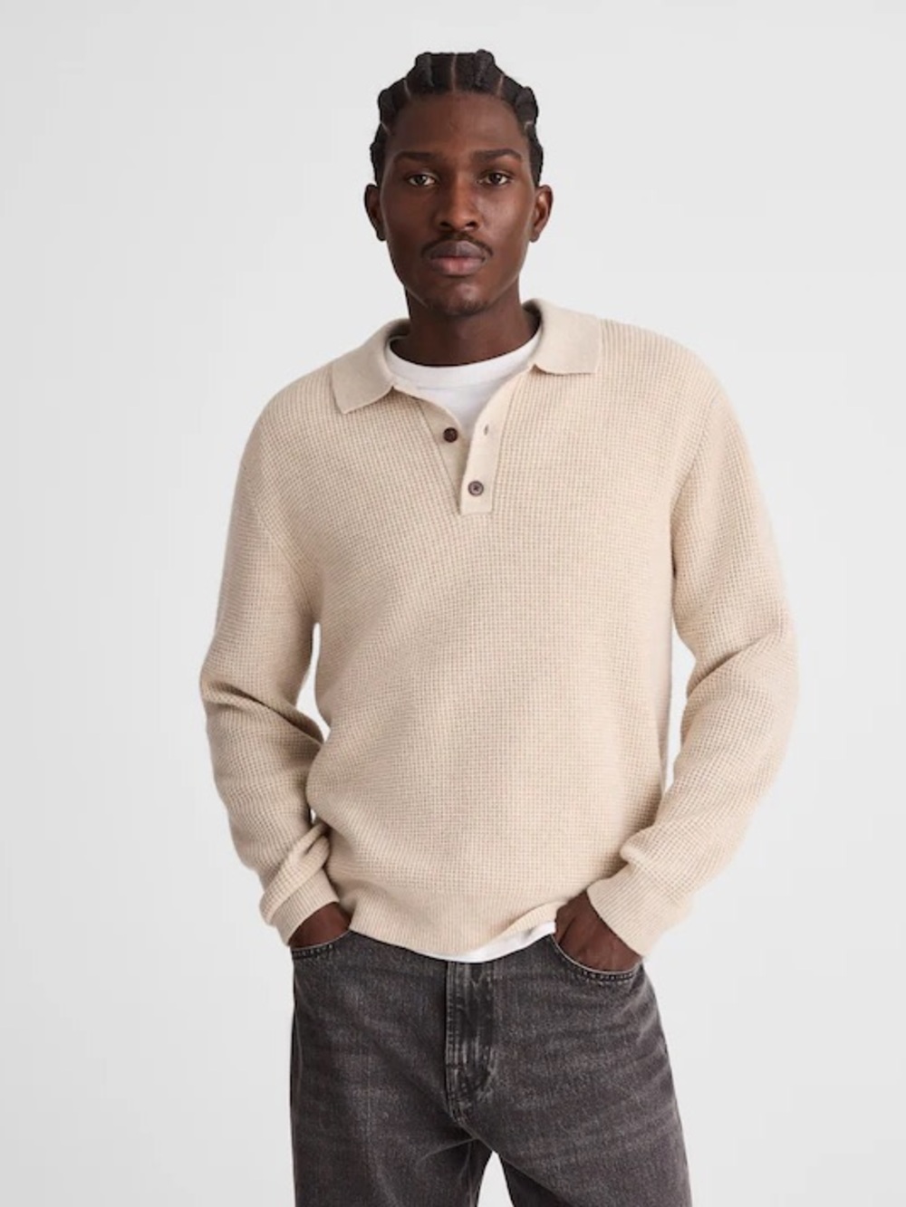 Madewell Waffle-Knit Sweater
Polo in Heather Light Sand Size S $128 NY136
